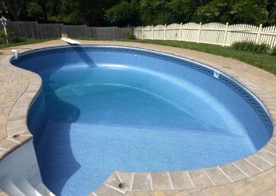 A new pool liner installation project.