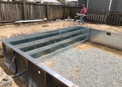 The beginning of new stairs added into a pool renovation for a customer in Chesterfield, VA.